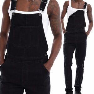 Men's Black Denim Overalls — Classic Workwear Style